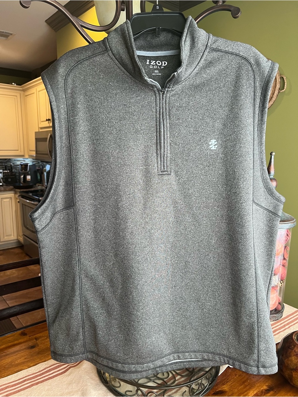 IZOD Gray Men’s Sleeveless Quarter-Zip Fleece Sweater Vest